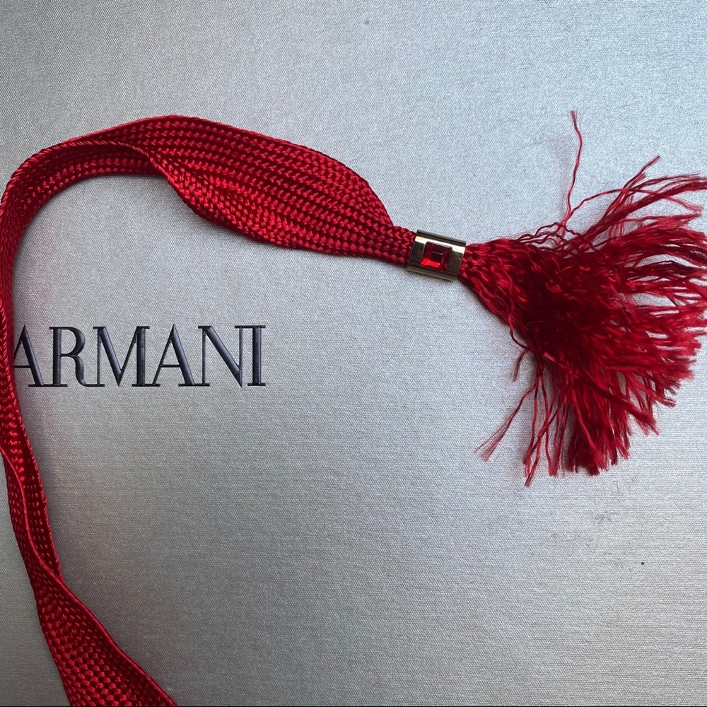 GIORGIO ARMANI Red Sandals w Heel & Braided Laces - Picture 7 of 13